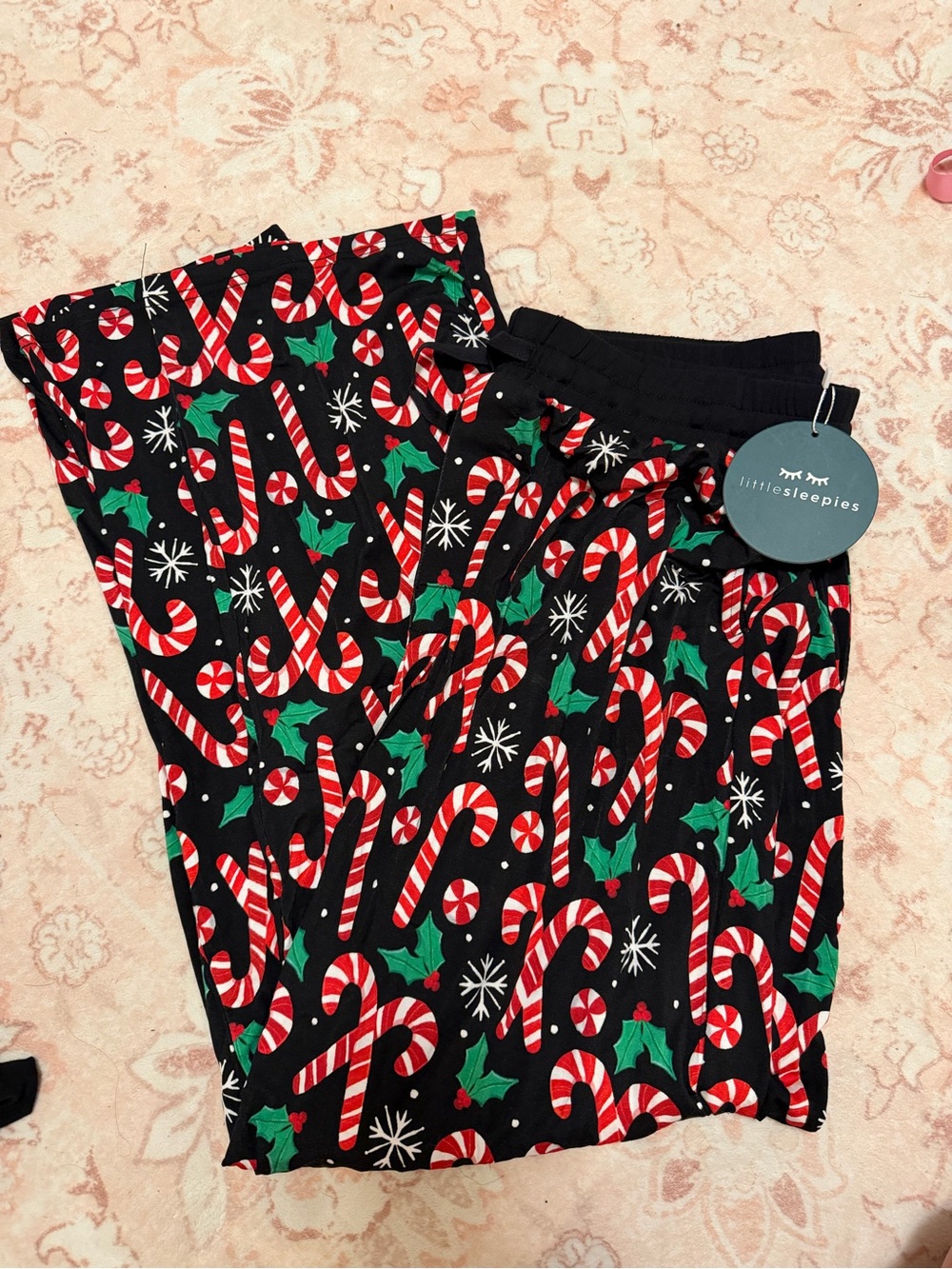 Little Sleepies Black Candy Cane Pajama Pants